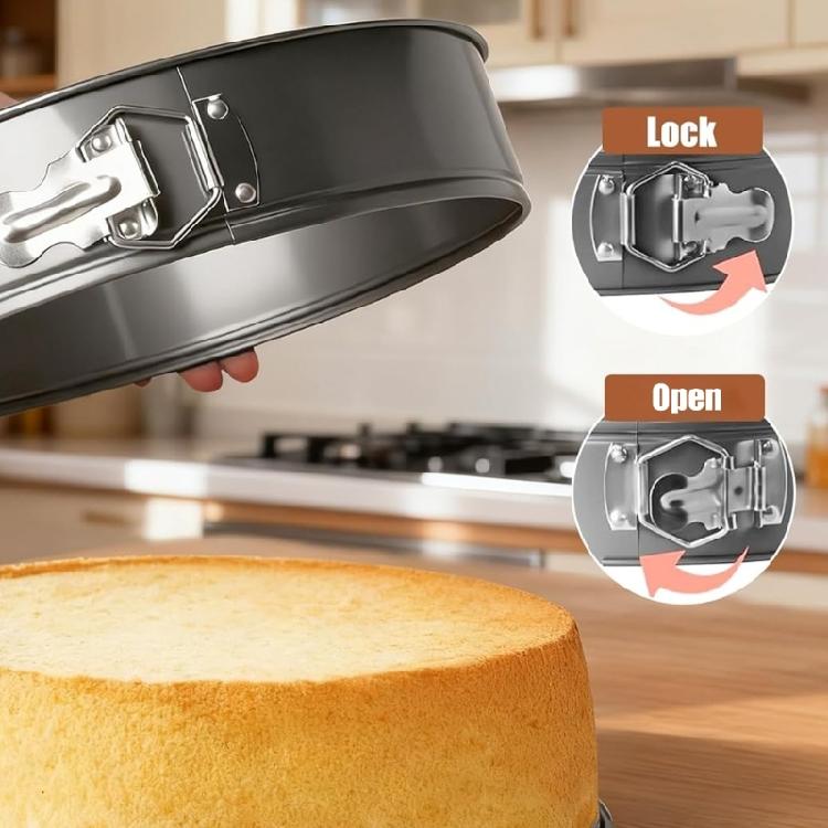 Lot de 2 Moules à Gâteau Ronds 28 Cm Outil de Cuisson en Acier au Carbone Avec Base Amovible Pour un Nettoyage Facile