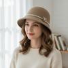French Style Flower Topper Hat Pearl Woolen Bucket Hat Fashion Fisherman Hat  Lady