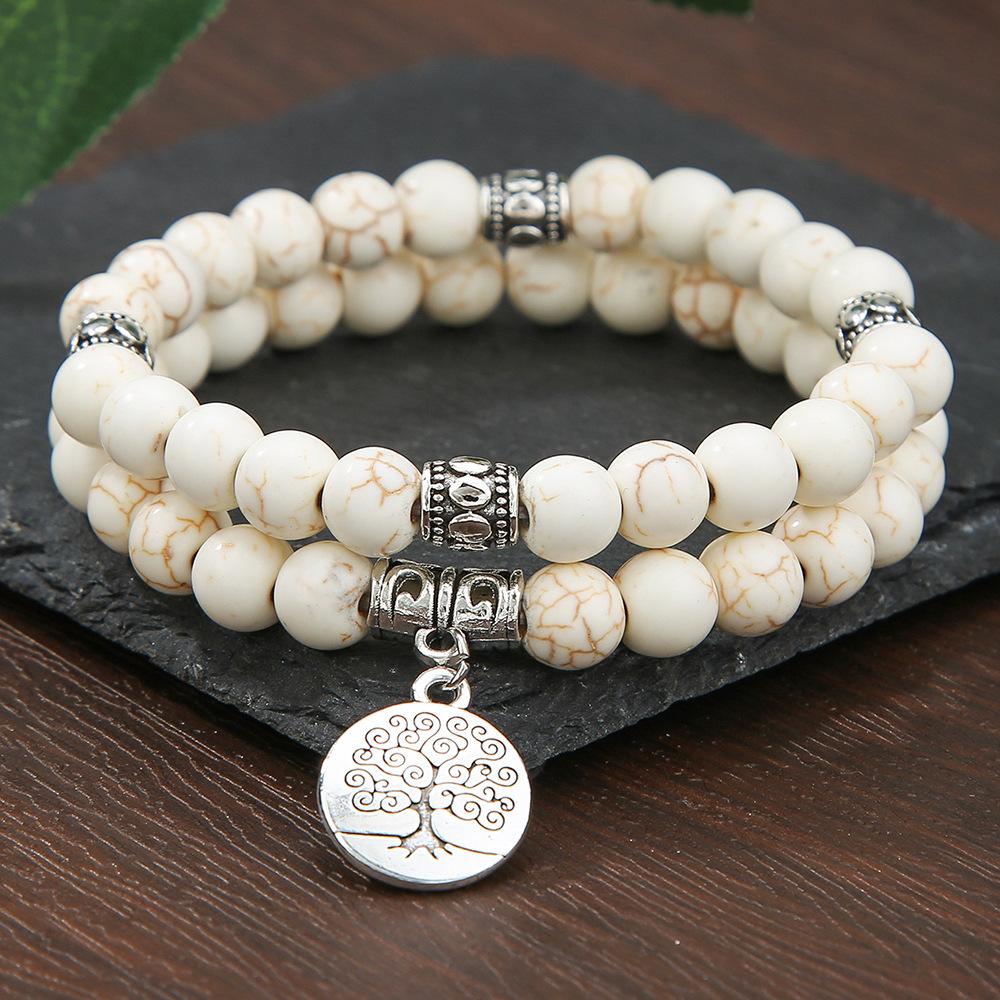 Multi-layer Stacked Bracelet Set, Retro Men's African Turquoise Wood Bead Bracelet.