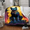 1pc Egyptian Cat Statue Blanket Lightweight Flannel Blanket Throw Blanket For Sofa, Bed, Travel, Camping Yy2509026220