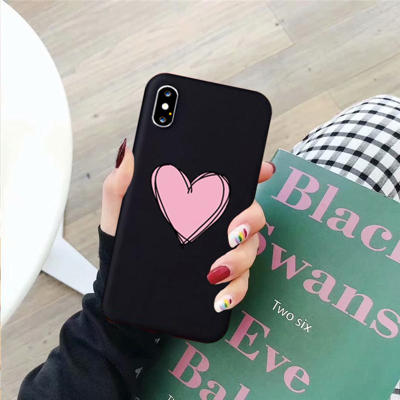 

Korean Red Love Heart Phone Case For iPhone 12 11 Pro Max 12Mini X XR Xs Max 11 13 Pro 7 8 Puls Cases Soft Silicone Cover Funda iphone 6 6s