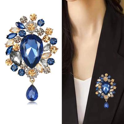 Broszka ze sztucznego kryształu Błyszcząca intarsja z kryształów górskich Broszka Pin Trend Elegancki dodatek do biżuterii na imprezę