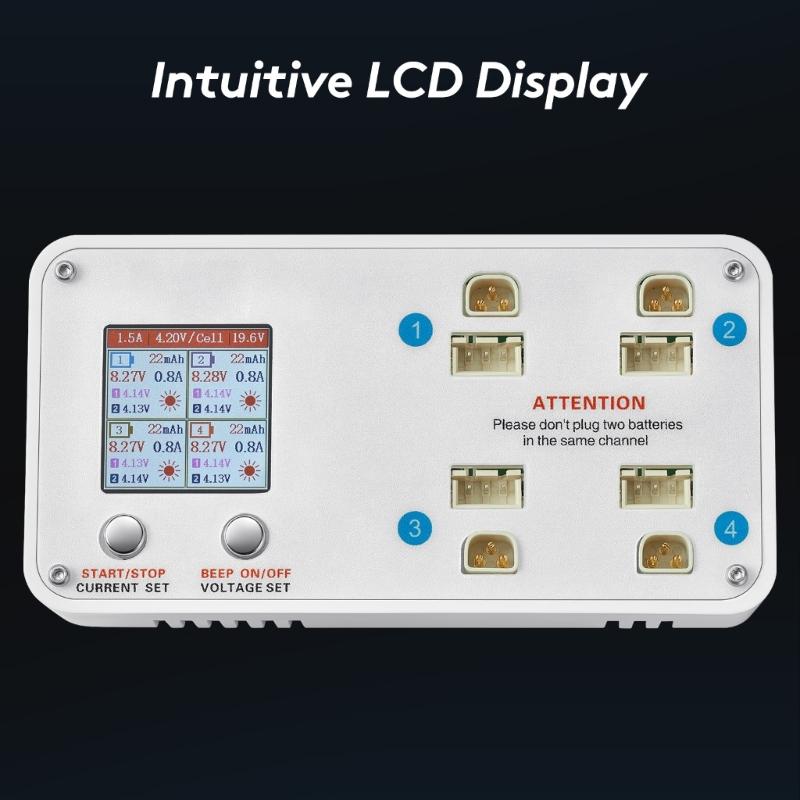 Multiple Port 2S Lipos Balance Charger For Drones Featuring Heat Dissipation And Memory Setting