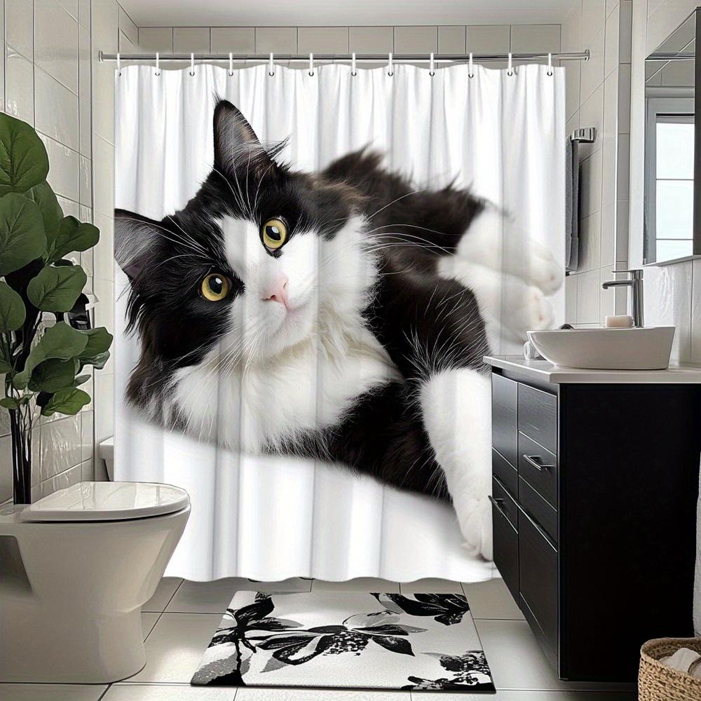 Funny Cat Design Shower Curtain Waterproof Polyester Pet Animal Bathroom Curtain Decor Modern Home Accessory Shower Curtain