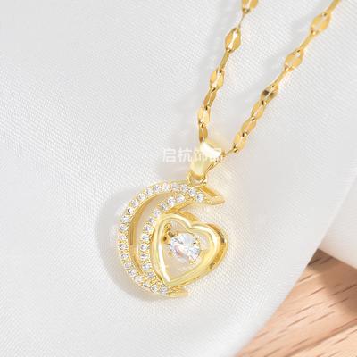 Light Luxury Moon Love Smart Necklace Women'S High-End Design Fresh And Versatile Micro-Inlaid Collarbone Chain With Jewelry