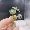 Fashion Fresh Lotus Seed Dragonfly Enamel Colored Zircon Breast Pin New High End Women's Breast Flower Summer Suit Pin Accessory