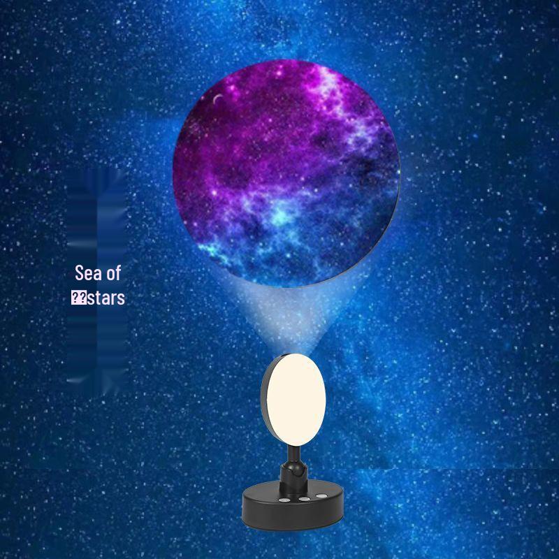 Rechargeable Earth & Moon Star Projector Night Light for Bedroom Atmosphere 