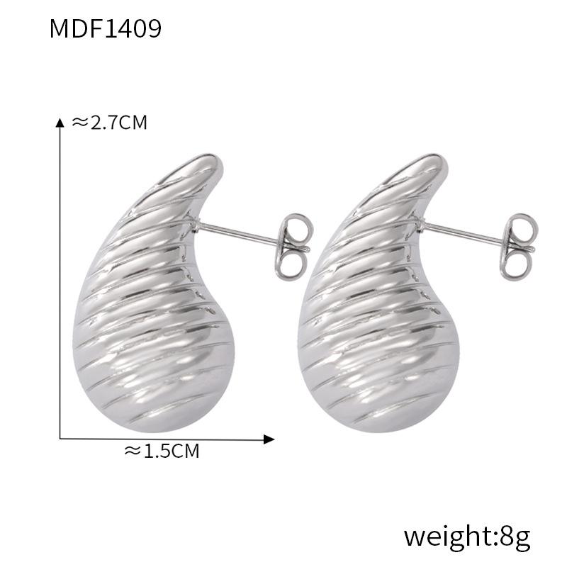 

Новый стиль, мода, персонализированные титановые стальные позолоченные капли воды текстуры серьги-гвоздики простые нишевые серьги ювелирные изделия для женщин