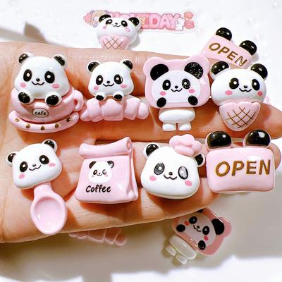10 Pcs New Kawaii Cartoon Animal Pink Panda Spoonson Series Resin Scrapbook Diy Jewelry Children Gift Hairpin Accessories A86