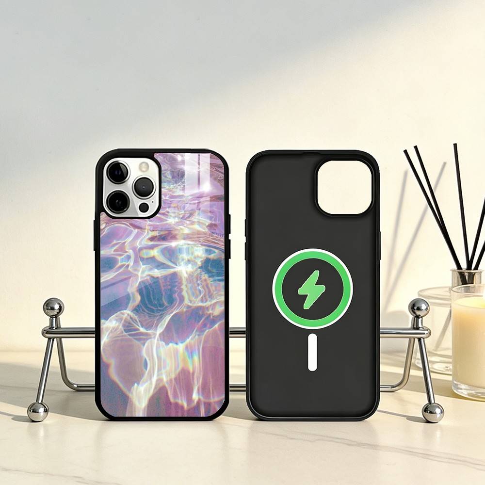 Laser Style Phone Case For iPhone17,16,15,14,13,12,11 Plus,Pro Max Magnetic For Magsafe Wireless Charging