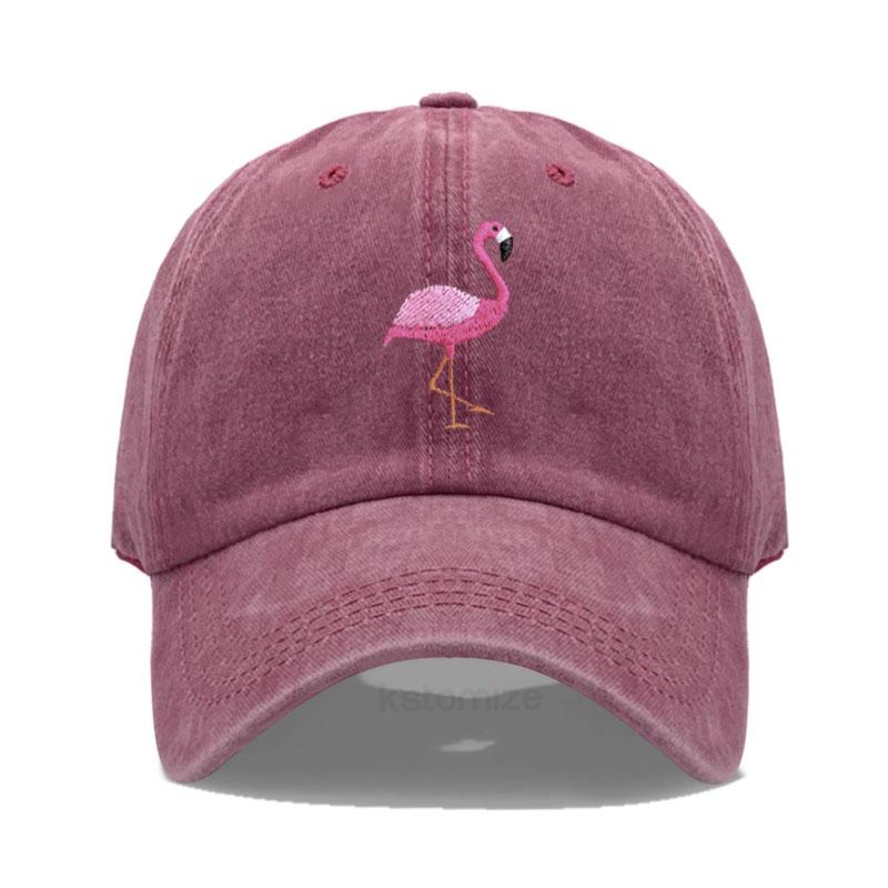 Animal Embroidery Flamingo Baseball Caps For Men Women Retro Soft Washed Cotton Dad Hat Snapback Cap Dropshipping