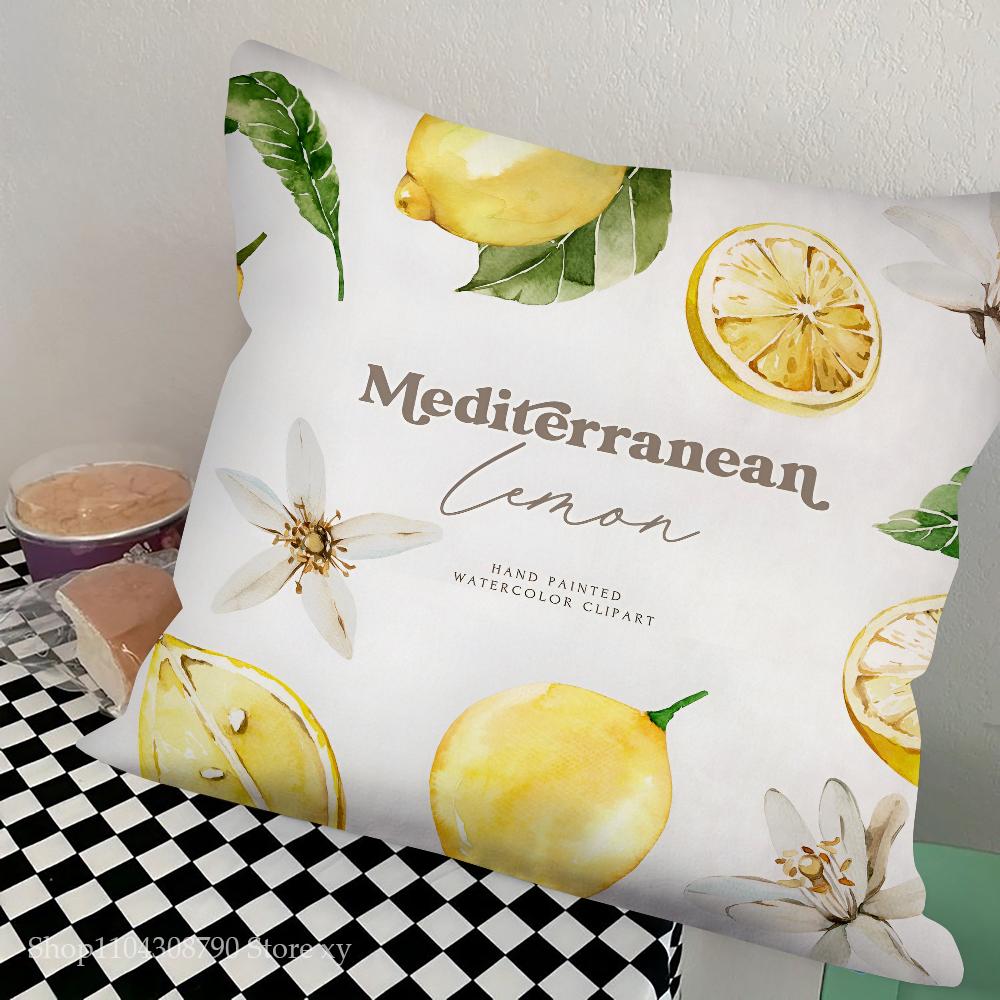 Lemon Pattern Pillow Case Fashion Square Pillowcase Bedroom Sofa Room Ins Decoration Leisure Cushion Cover 40x40