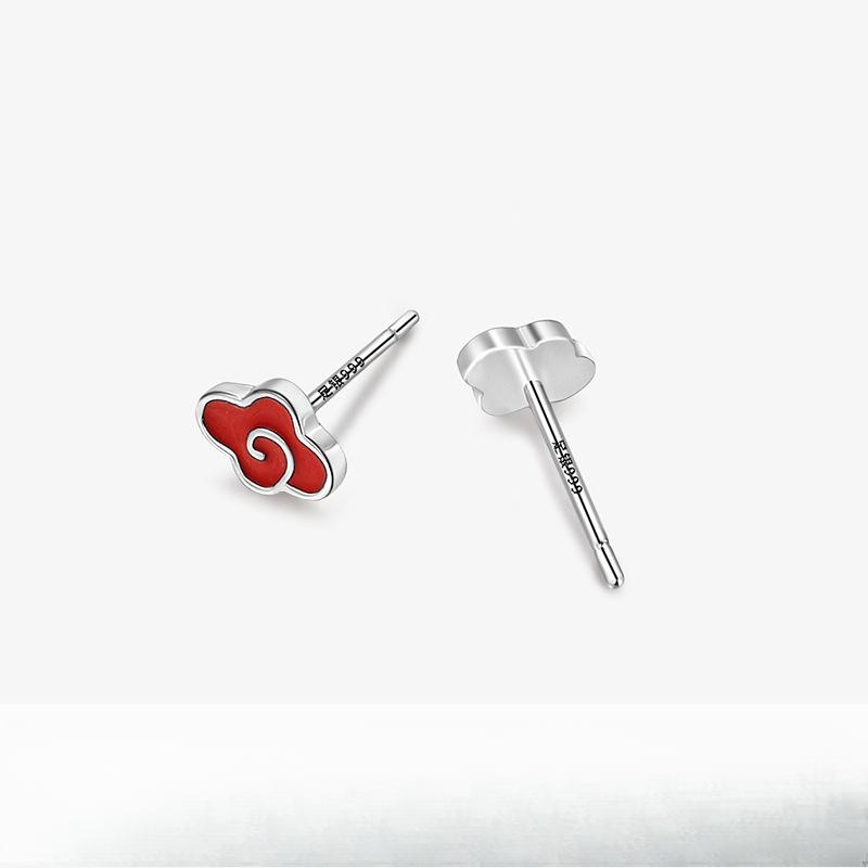 Red Auspicious Cloud Earrings Ethnic Style Small Earrings New Year Earrings Festive Year Earrings