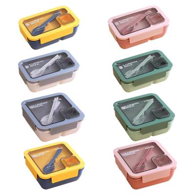 Mehrfach unterteilte Bento-Box mit sicher schließendem Deckel, mikrowellengeeignet, spülmaschinenfest, Kunststoff für Büro, Schule oder Reise
