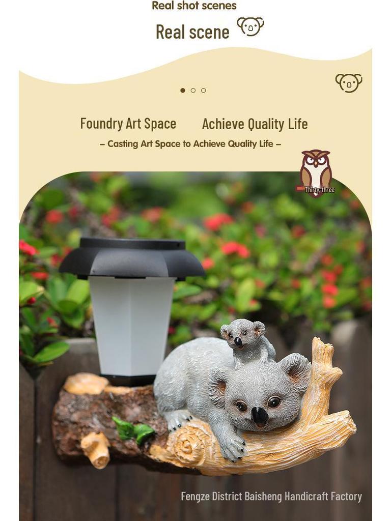 Solar LED Courtyard Lights: Tree Hanging Koala, Owl, and Parrot Garden Ornaments