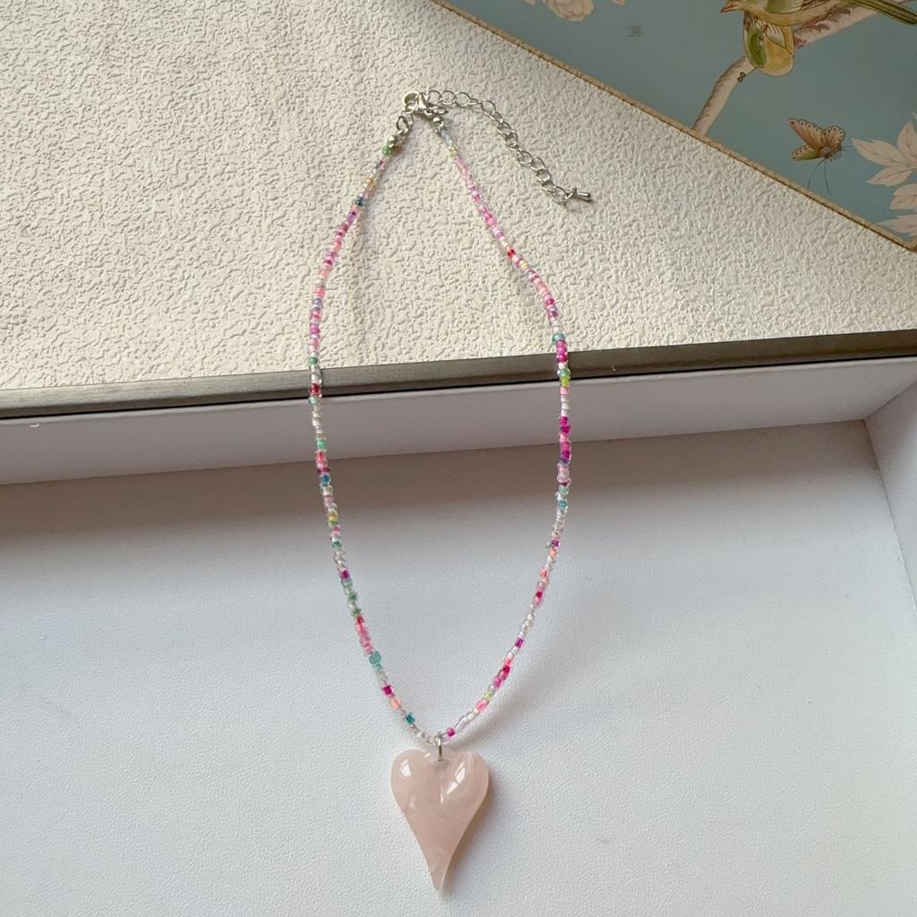 Strawberry Sweet Necklace Korean Handmade Beaded Rice Beads Sweet Cool Wind Clavicle Chain Fashion Jewelry