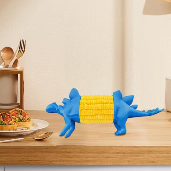 

Dinosaur Corn Cob Holder Kids Adults Dino Shape Corn Holder Heavy Duty Plastic Decorative Corn Stick Fork чорний