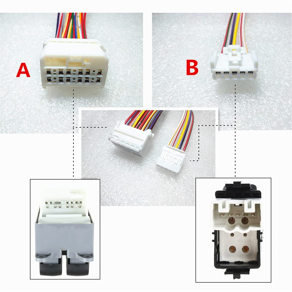 

Power Window Switch Assembly Harness Connector Plug Replacement for Toyota FJCruiser FJ Landcruiser Crown REIZ Prius Corolla VIOS Prado Coaster B