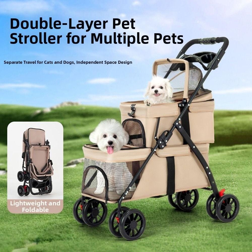 Foldable Double Pet Stroller with 2 Carriages Dog Stroller New Cat Strollers for Dogs and Cats