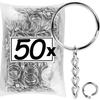 50/500pcs Metal Blank Keyring Keychain Split Rings Keyfob Key Rings Lobster Clasp Key Chain Key Pendant Stainless Steel Rings