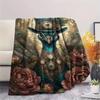 1PC Peacock and Peony  Print FlAannel Blanket, High quality Comfortable for All Seasons, Home Decor, Warmth and Comfort