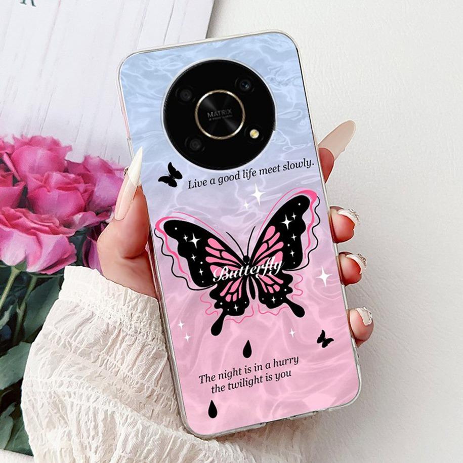 Silicone Case For Honor Magic 4 5 6 Lite Cover Popular Flower Butterfly Soft Slim TPU Back Cover For Honor Magic6 Lite Protector