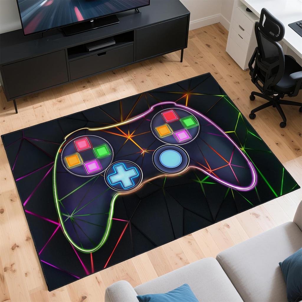 Gamer Rug for Room,3'x5' Non-Slip Gaming Rugs for Bedroom Livingroom Game Room Decor