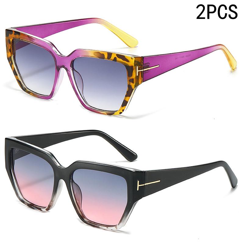 2/6PCS New Fashion Sunglasses Personalized Square Sunglasses Women's Retro Large Frame Sunglasses Women's Sunglasses M6248