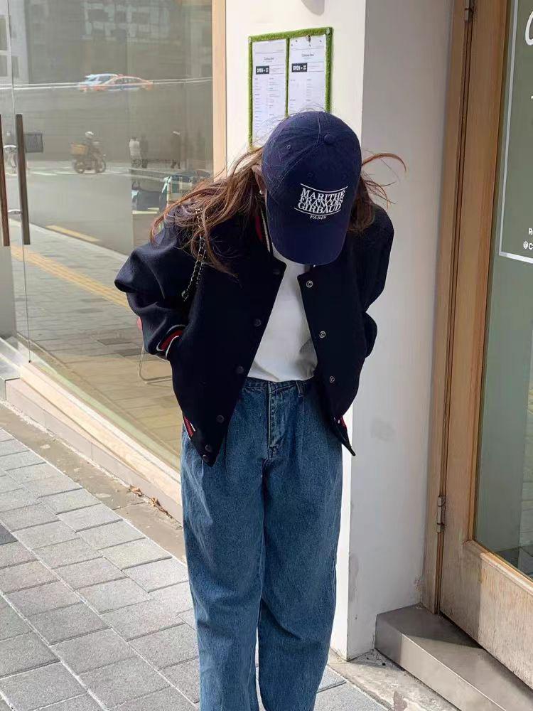 Women's Retro College Style Baseball Jacket - Spring/Autumn 2024
