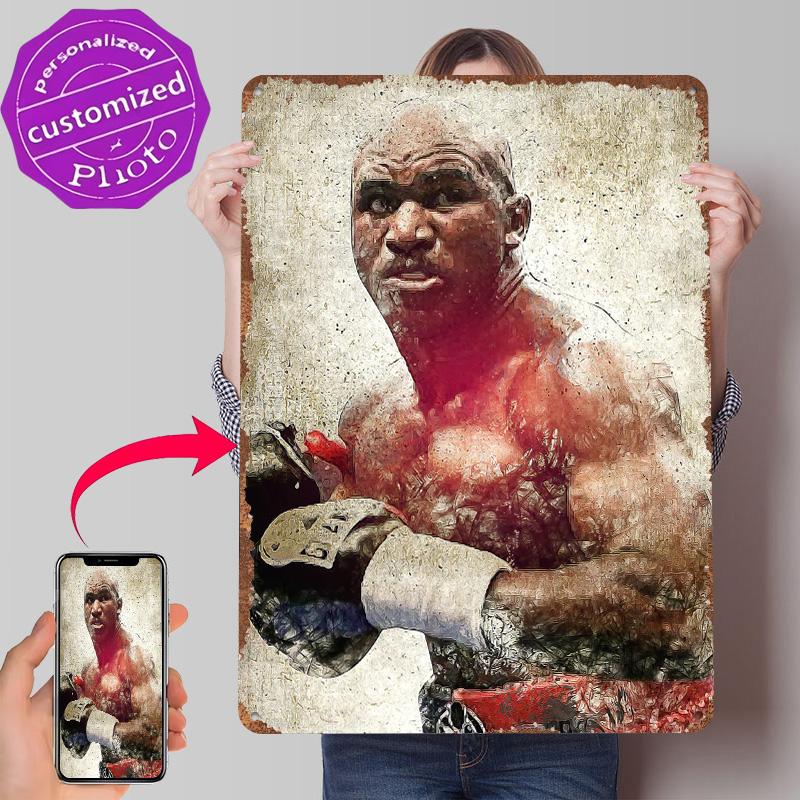 Evander Holyfield Poster Customized Vintage Metal Signs Wall Art Retro Tin Plaque for Room Ornaments Office Decoration Gaming