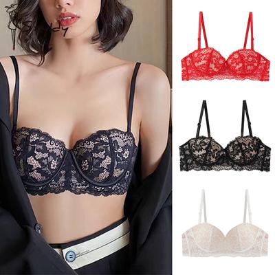 Soutien-gorge en dentelle pour femme, sexy, petite poitrine, forme ronde, bonnet, anneau en acier, push-up, lingerie intime