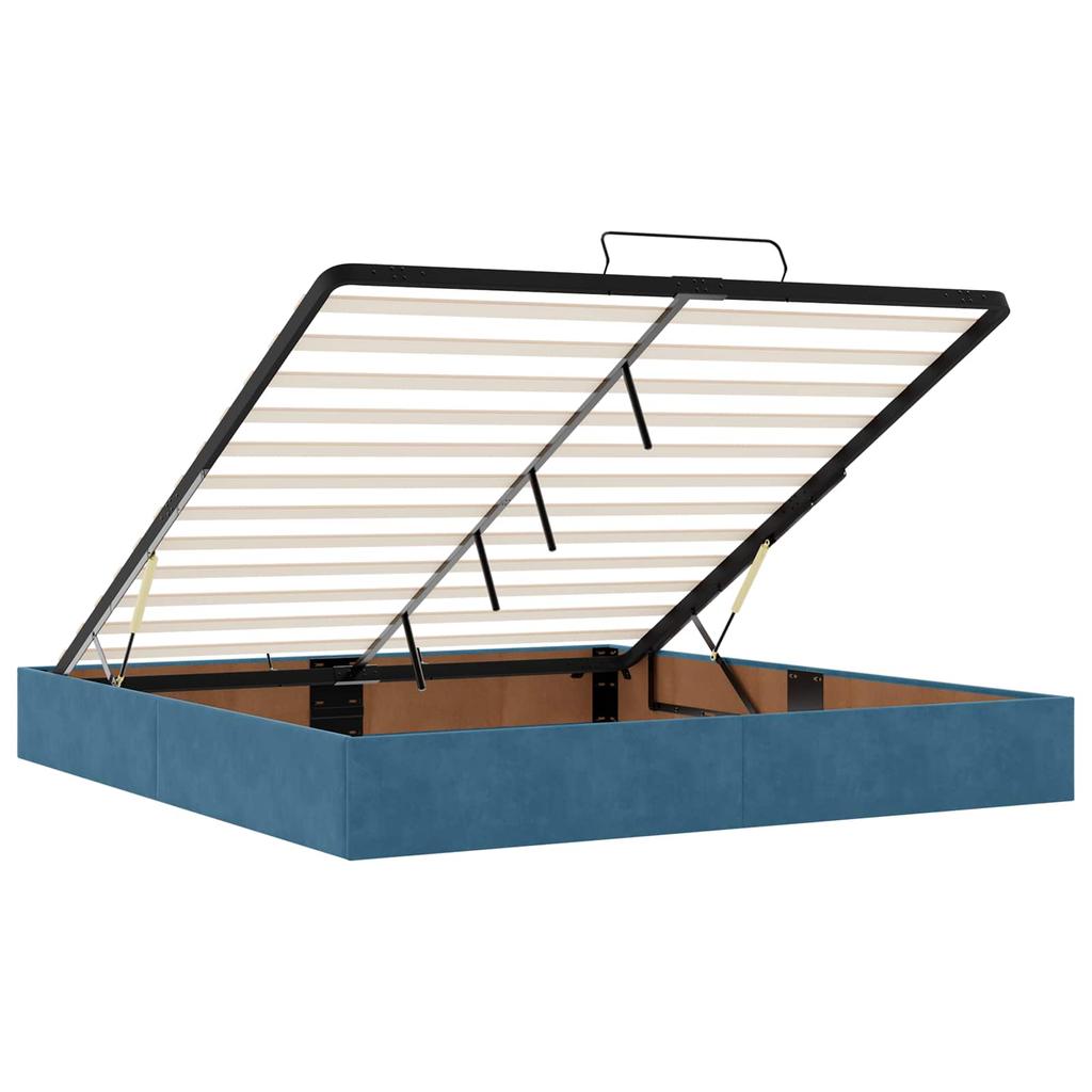 Ottoman Bed with Mattress Dark Blue 200 X 200 Cm Velvet