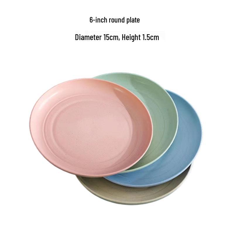 

18cm Round Wheat Straw Plate for Snacks, Fruit, and Dining Table Use