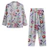 Women's 2 Piece Printed Suit Long Sleeve Button Up Top Wide Leg Pants Suit Set Pajamas Home Casual Suit