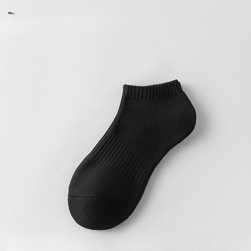 5 Pairs of Men's Autumn Pure Cotton Sports Running Towel Bottom Anti Odor Massage Bottom Solid Color Tube Socks