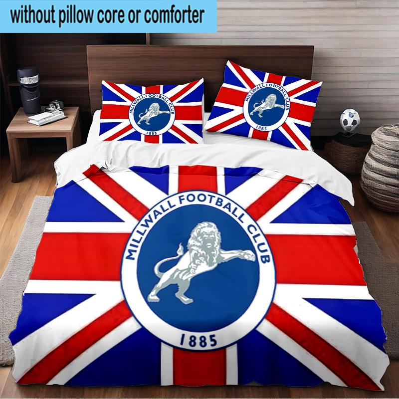 Millwall Fc Crest Design 3PCS Print Bedding Set, Includes A Duvet Cover and Two Pillowcases for Bedroom, Dormitory, Suitable for All Seasons