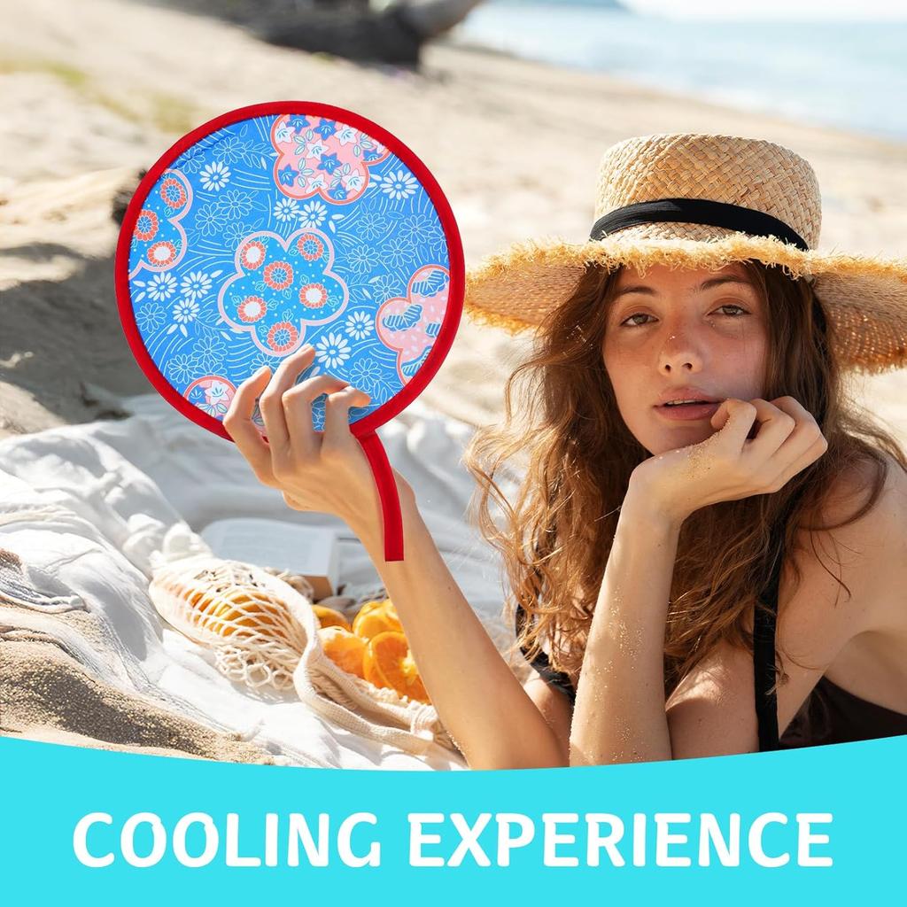 4 Pcs Round Foldable Fans, Handheld Fan Foldable Portable Fans Colorful Floral Cooling Fan Japanese Folding-Fan Handheld for Travel, Events,