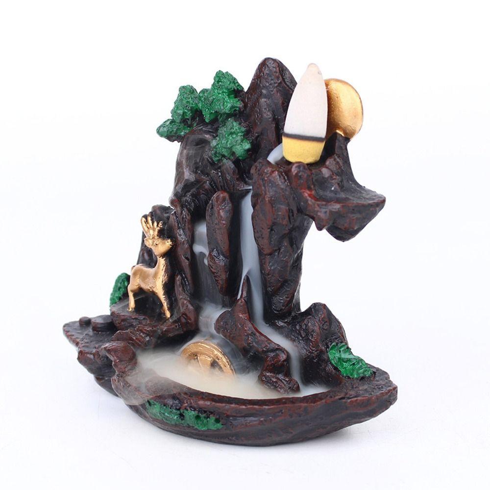 Resin Backflow Incense Burner Mountains River Waterfall Design Waterfall Incense Holder Sandalwood Stand Fragrance Holder