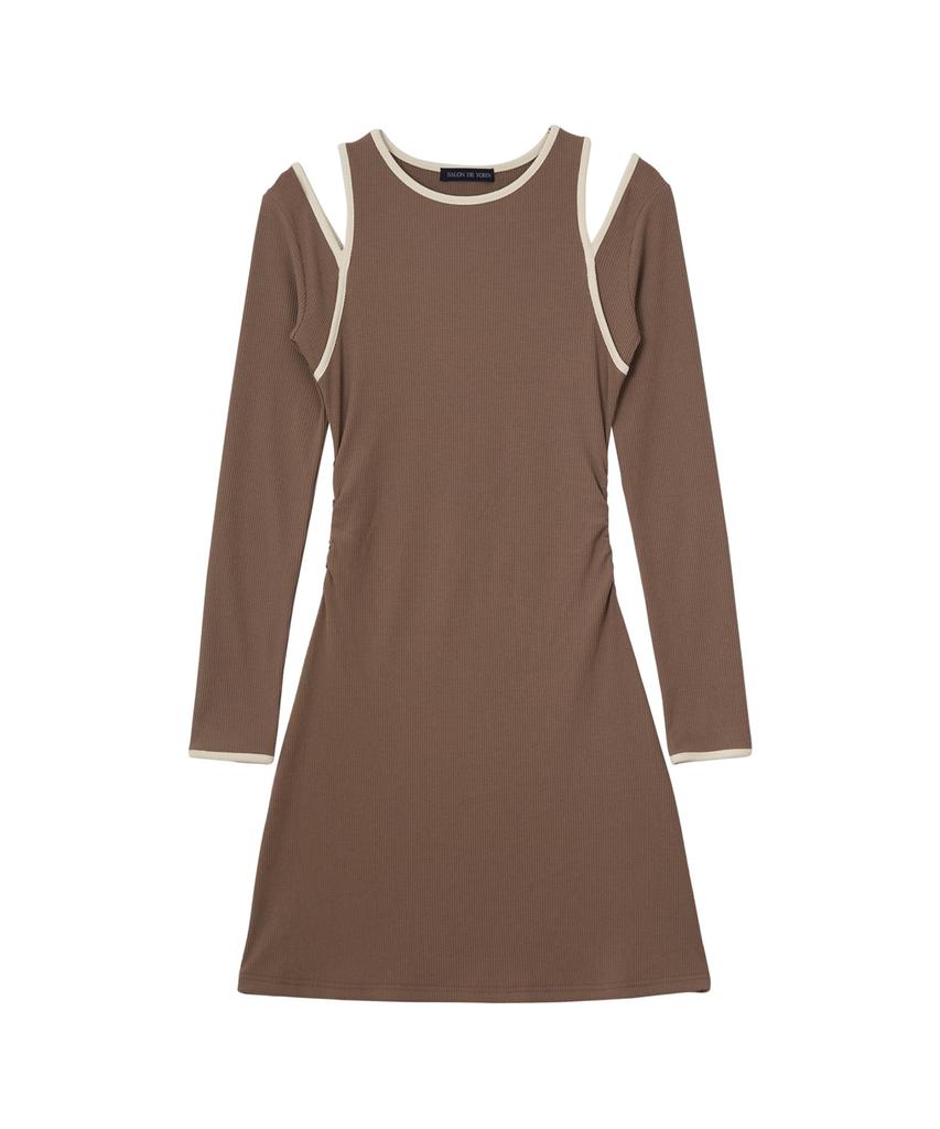 Salon De Yon Line Point Cut-Off Mini Dress_ Brown