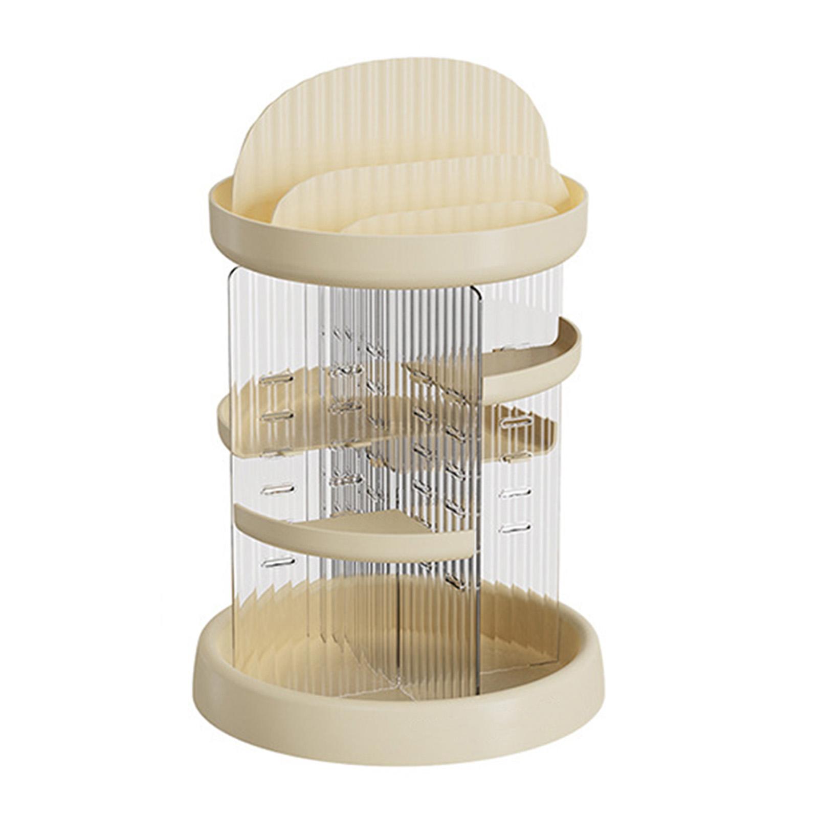

Косметический органайзер вращающийся настольный органайзер для косметики бытовой многослойный стеллаж для хранения косметики белый