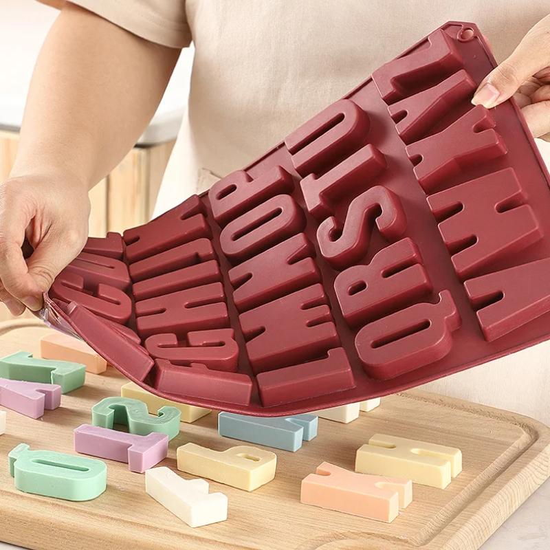 DIY Big 26 English Letter Baking Tool Mold Festival Party Sugar Flipping Candle Decoration Mold Gypsum Concrete Silicone Mold