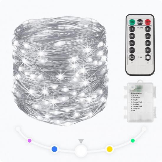 suddus Fairy Lights Battery Operated 33ft 100 LED String Lights Remote