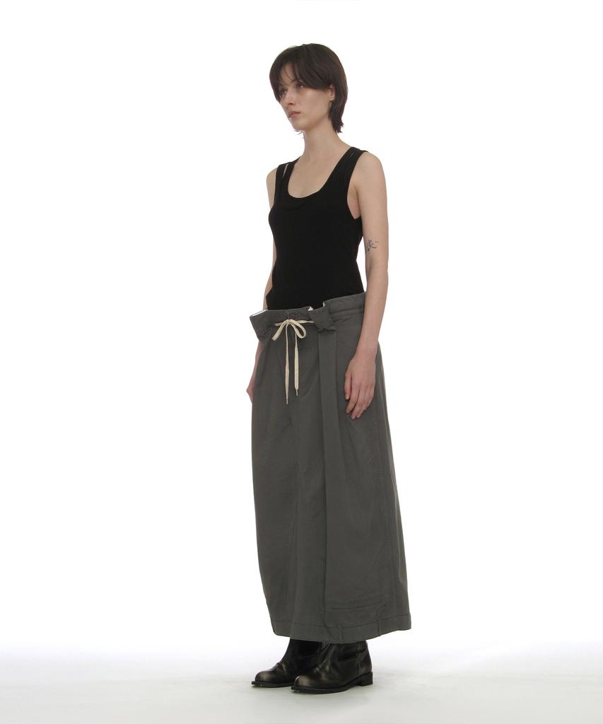 Partimento Woman Inverted Drawstring Maxi Skirt_Charcoal