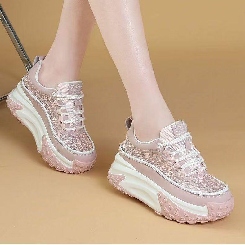 

Модные модные спортивные туфли на платформе 2025 года, новые популярные туфли Майяра для папы, женские туфли с внутренней высотой, женские туфли на выход 40 розовый