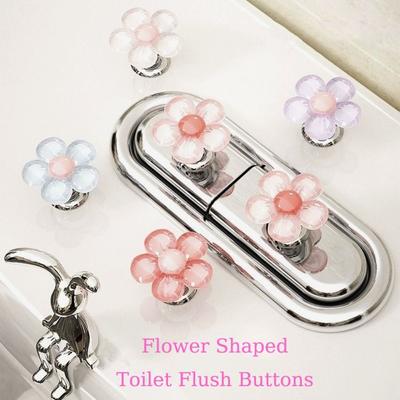 1/2PCS Flower Shaped Toilet Flush Button Labor-saving Drawer Handle Toilet Lid Lifter Toilet Tank Button Toilet Tank Button Aid
