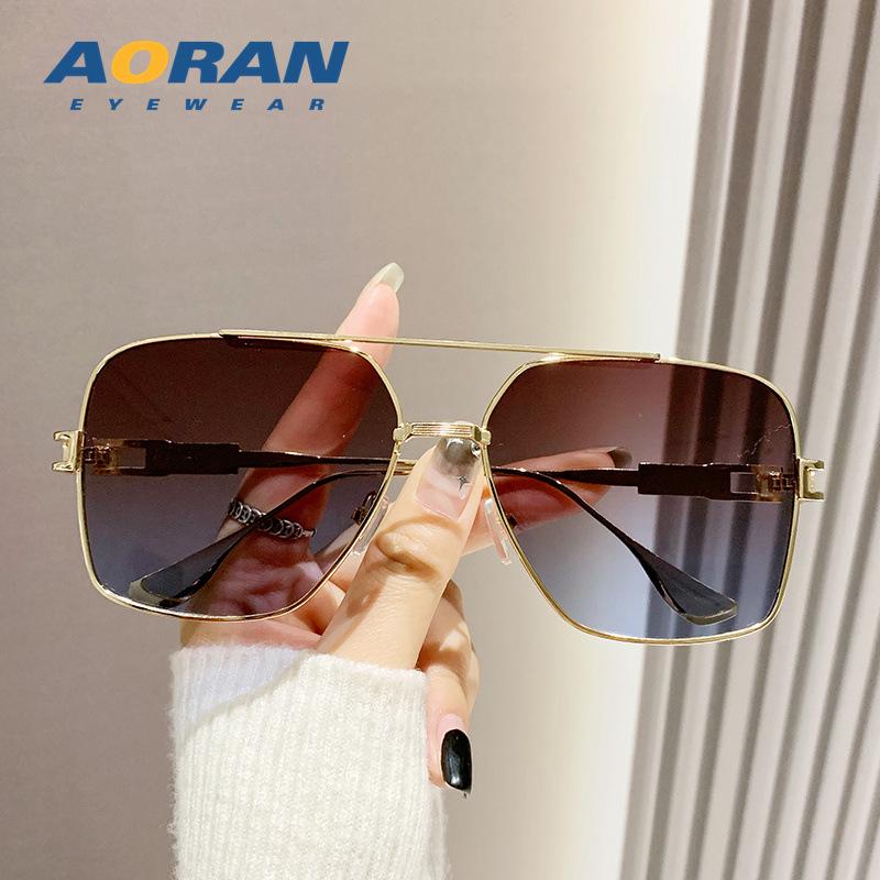 

2025 Металлические Солнцезащитные очки-авиаторы с двойной перекладиной и неправильной многоугольной формой - Модный европейский и американский стиль