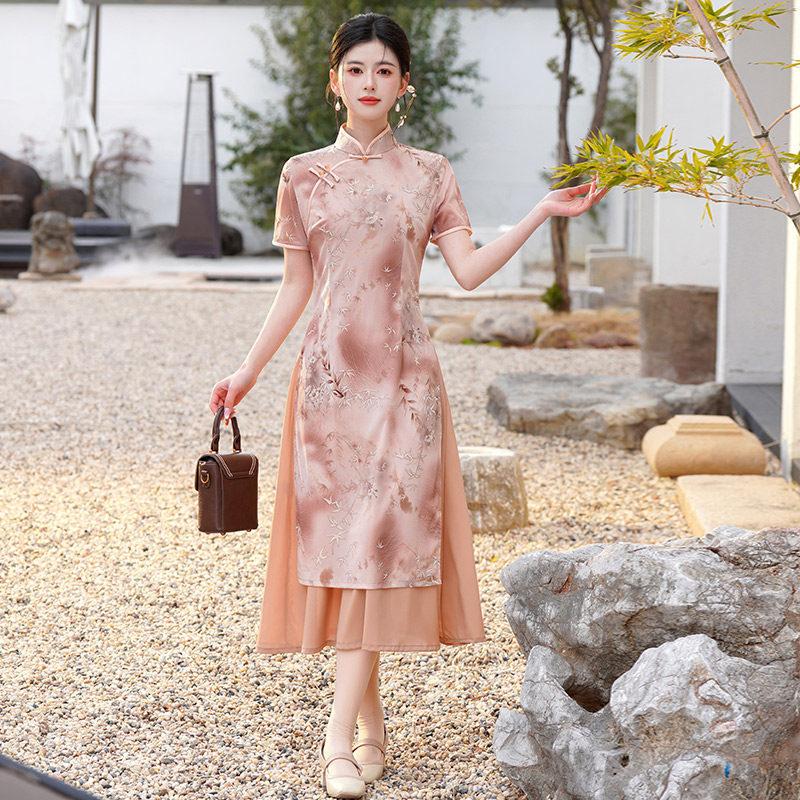 Skinny National Style New Chinese Aodai Daily Suzhou Improved Cheongsam 1011 New Women's High-end Dress Summer
