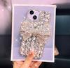 Glitter Rhinestone Bow Phone Case For iPhone 17 16 15 14 13 12 11 Pro Max Air mini 16e 8 7 Plus X XS XR, Bling Crystal Diamond Sparkly Cover