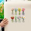 8 Stück Mini-Glasvasen-Kühlschrankmagnete mit künstlichen Blumen, Niedliche kleine Blumen-Kühlschrankmagnete für Kühlschrank, Büro und Küchenschrank