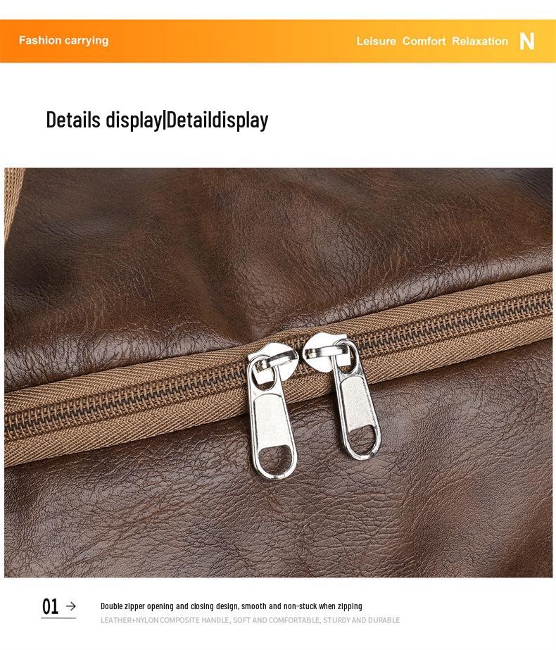 Unisex PU Leather Sports Bag with Wet/Dry Separation, Oxford Cloth, Shoulder Strap for Travel & Fitness